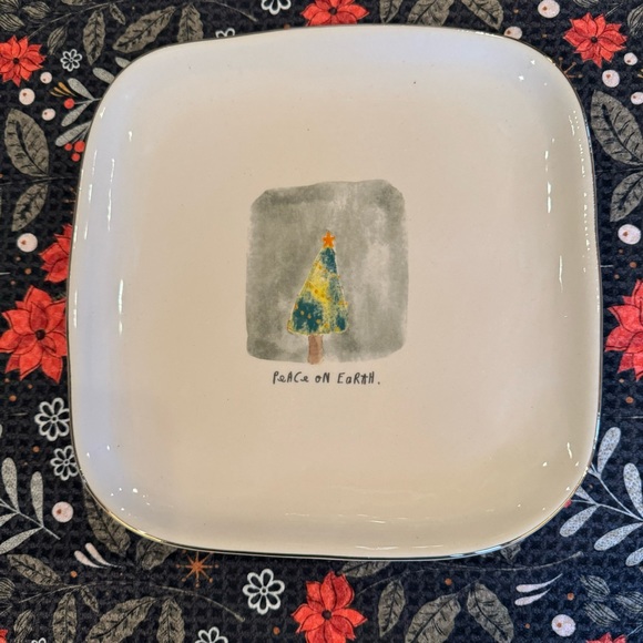 Rae Dunn Two Piece Dinner Plate Set, Tis The Season and Peace On Earth - Picture 4 of 8